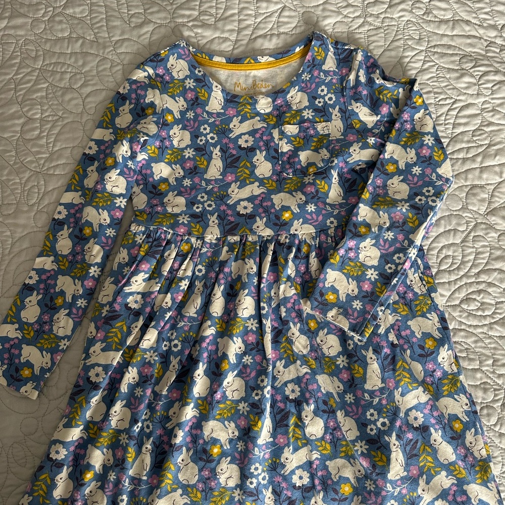 Mini Boden Blue Bunny and Floral Dress